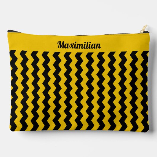 黄色と黒の山形 – 大型アクセサリーポーチ アクセサリーポーチ (裏面)