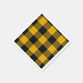 黄色と黒の市松模様に四角バッファロープレイド スタンダードカクテルナプキン (角)