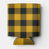 黄色と黒の市松模様に四角バッファロープレイド 缶クーラー (正面)
