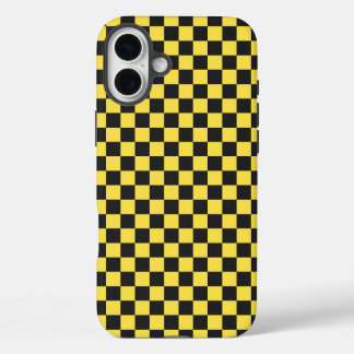 黄色と黒の市松模様 iPhone 16 PLUSケース