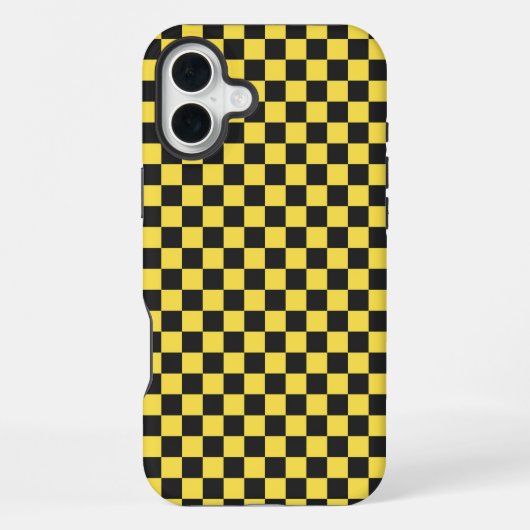 黄色と黒の市松模様 iPhoneケース (裏面)