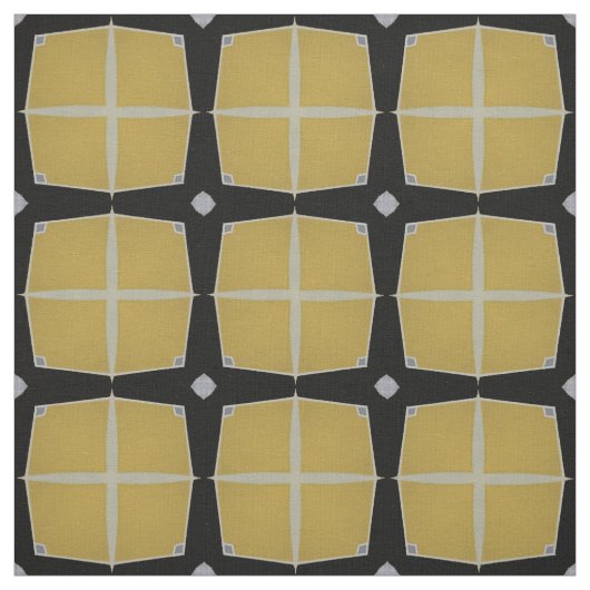黄色と黒の幾何モダンパターン ファブリック (見本)