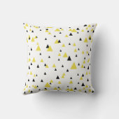 黄色と黒の幾何学的パターパーソナライズされたン クッション (裏面)