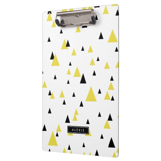 黄色と黒の幾何学的パターパーソナライズされたン クリップボード (左)