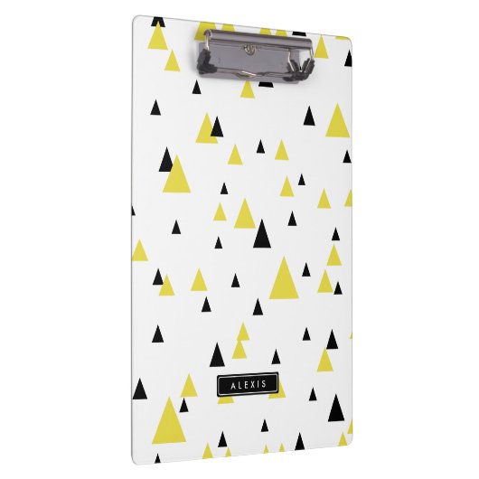 黄色と黒の幾何学的パターパーソナライズされたン クリップボード (右)