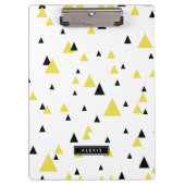 黄色と黒の幾何学的パターパーソナライズされたン クリップボード (正面)