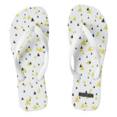 黄色と黒の幾何学的パターパーソナライズされたン ビーチサンダル (フットベッド)