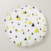 黄色と黒の幾何学的パターパーソナライズされたン ラウンドクッション (裏面)