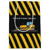 黄色と黒の建築赤ちゃんシャワーの好意 ミディアムペーパーバッグ (正面)