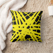 黄色と黒の抽象芸術型枕 クッション (ブランケット)