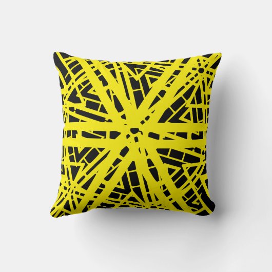 黄色と黒の抽象芸術型枕 クッション (裏面)
