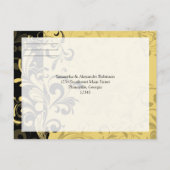 黄色と黒の旋回コンテンポラリーRSVP応答 インビテーションポストカード (裏面)