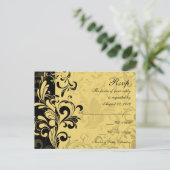 黄色と黒の旋回コンテンポラリーRSVP応答 インビテーションポストカード (スタンド正面)