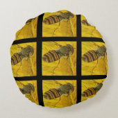 黄色と黒の昆虫 ラウンドクッション (裏面)