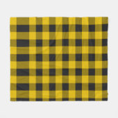 黄色と黒の格子縞 フリースブランケット (正面(横))