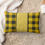 黄色と黒の格子縞 ランバークッション (ブランケット)