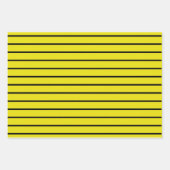 黄色と黒の水玉模様ストライプ ラッピングペーパーシート (正面2)