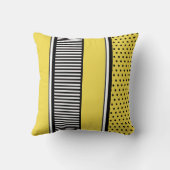 黄色と黒の水玉模様線抽象芸術 クッション (裏面)