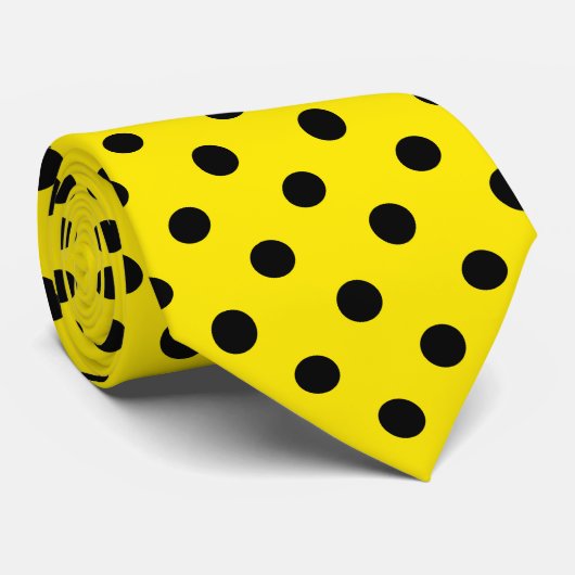黄色と黒の水玉模様 ネクタイ (ロール)