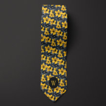 黄色と黒の水色フローラモノグラム