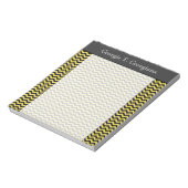 黄色と黒の波線パターン+名前をカスタムする ノートパッド (回転)