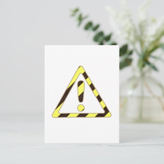 黄色と黒の注意三角形の感嘆符 ポストカード (スタンド正面)
