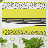 黄色と黒の混合の幾何学的パターン キッチンタオル (折り畳み)