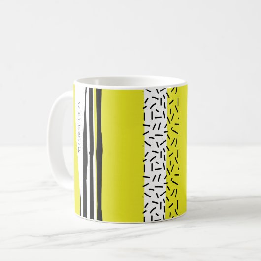 黄色と黒の混合の幾何学的パターン コーヒーマグカップ (正面左)