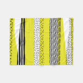 黄色と黒の混合の幾何学的パターン フリースブランケット (正面(横))