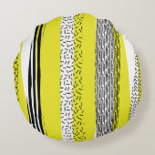 黄色と黒の混合の幾何学的パターン ラウンドクッション (裏面)