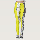黄色と黒の混合の幾何学的パターン レギンス (正面)