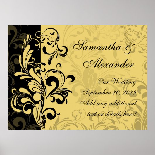 黄色と黒の渦巻コンテンポラリーき ポスター (正面)