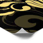 黄色と黒の渦巻コンテンポラリーき ポスター (角)