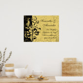 黄色と黒の渦巻コンテンポラリーき ポスター (キッチン)