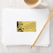 黄色と黒の渦巻コンテンポラリーき ラベル (インサイチュ)