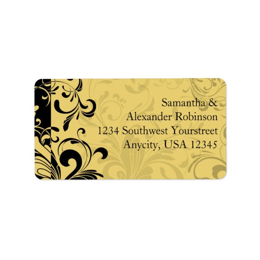 黄色と黒の渦巻コンテンポラリーき ラベル (正面)