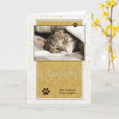 黄色と黒の猫ペットの悔やみや弔慰 カード (黄色い花)