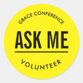 黄色と黒の私のボ頼ランティステッカー ラウンドシール (正面)