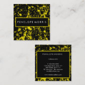 黄色と黒の絵を描（ばちゃばちゃ）跳ねる美しいスタイリスト スクエア名刺 (正面/裏面)
