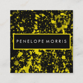 黄色と黒の絵を描（ばちゃばちゃ）跳ねる美しいスタイリスト スクエア名刺