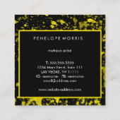 黄色と黒の絵を描(ばちゃばちゃ)跳ねる美しいスタイリスト スクエア名刺 (裏面)