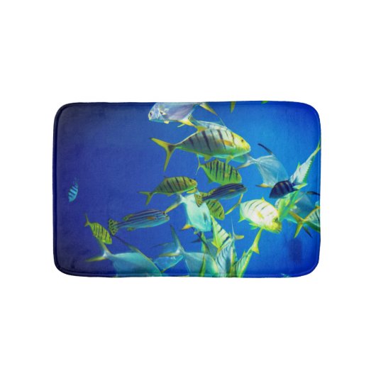 黄色と黒の縞模様の海水魚 バスマット (正面)