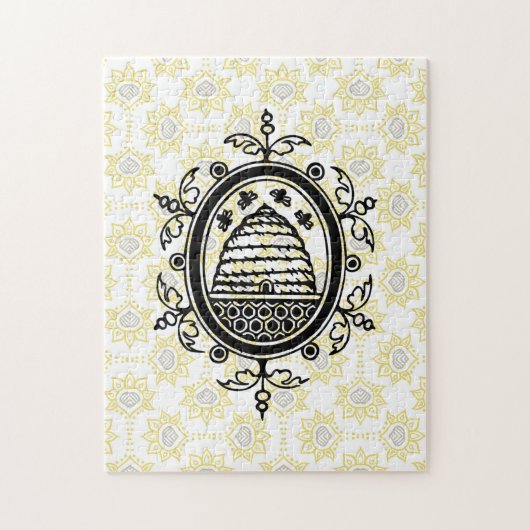 黄色と黒の蜂の巣 ジグソーパズル (縦)