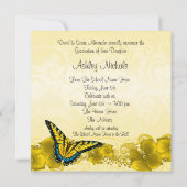 黄色と黒の蝶の卒業発表 招待状 (裏面)