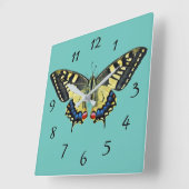 黄色と黒の蝶      スクエア壁時計 (傾斜)