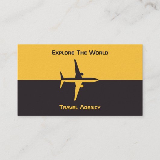 黄色と黒の飛行機付き旅行名刺 名刺 (正面)