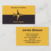 黄色と黒の飛行機付き旅行名刺 名刺 (正面/裏面)