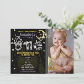 黄色と黒の魔女ハロウィーン1ST誕生日 招待状 (スタンド正面)