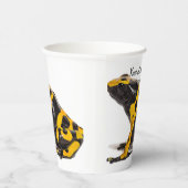 黄色と黒の黄色と縞模様のポイズンダーツカエル 紙コップ (右)