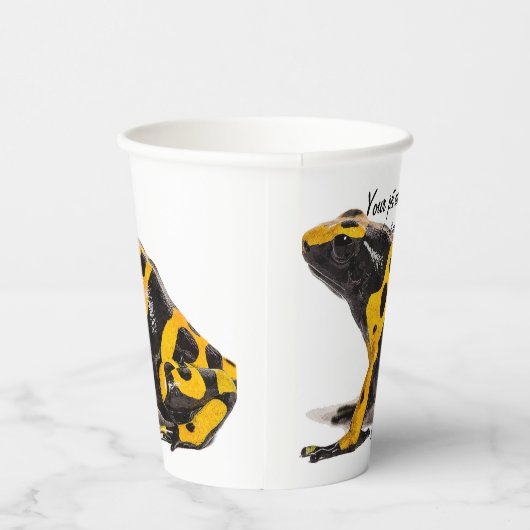 黄色と黒の黄色と縞模様のポイズンダーツカエル 紙コップ (右)